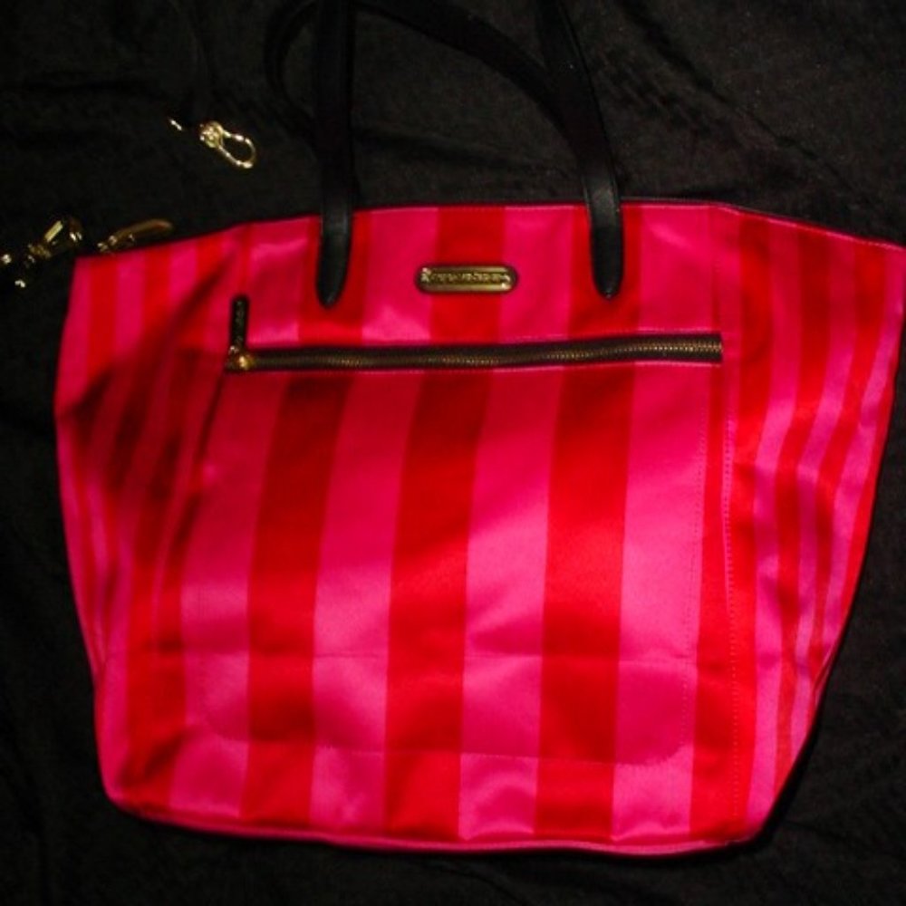 VICTORIAS SECRET RED & Pink Tote Bag & Strap